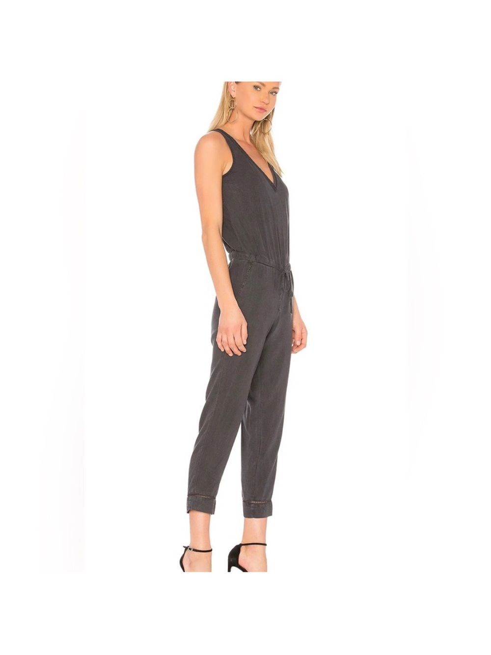 Bella Dahl Charcoal Gray Sleeveless V-Neck Jumpsuit